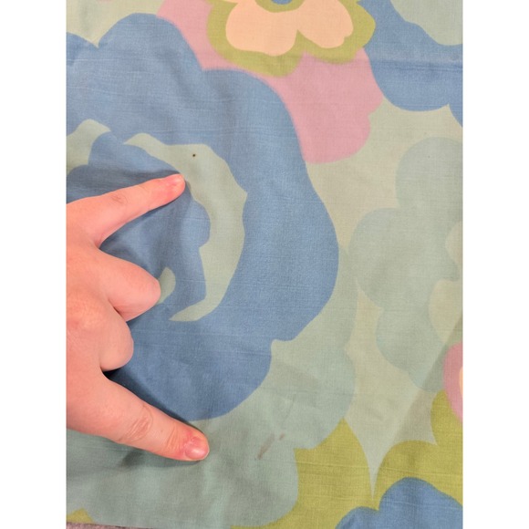 Vintage 70s Wamsutta Retro Mod Floral Pillowcase Blue Green Flower Power - Picture 5 of 9